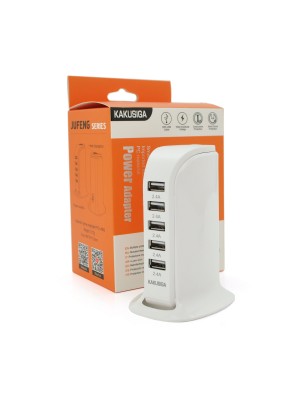 СЗУ AC100-240V iKAKU KSC-741 Jufeng Series Desktop, 5xUSB, Output: DC5V/2.4A (12W), White, Box