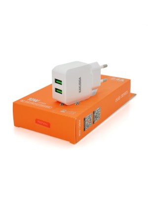 СЗУ AC100-240V iKAKU KSC-408 OUQI, 2xUSB, 2.4A, White, Box