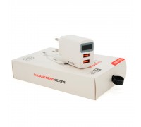 СЗУ AC100-240V iKAKU KSC-180 CHUANGNENG, 2xUSB, 2.4A, с цифровым дисплеем, White, Box