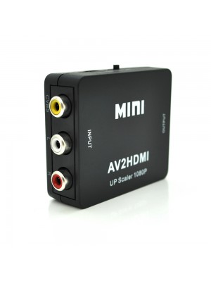 Конвертер Mini, AV to HDMI, ВХІД 3RCA(мама) на ВИХІД HDMI(мама), 720P/1080P, Black