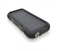 Портативная батаеря (повербанк) 20000 mAh Solar, Flashlight,Input:5V/1A(microUSB, TypeC), Output:5V/2,1А(2хUSB),PD, rubberized case, Black, Corton BOX
