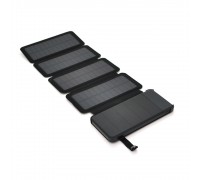 Портативная батаеря (повербанк) 12000 mAh Solar, (5V/200mA), 2xUSB, 5V/1A/2.1A, USB <-> microUSB, ударо защищенный прорезиненный корпус, Black, Corton BOX