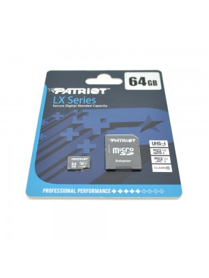 Карта памяти Patriot LX  microSDHC Class 10 UHS-I, 64GB