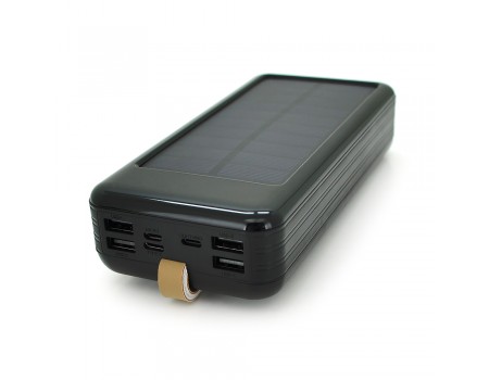 Портативная батаеря (повербанк) KKD-6W 60000 mAh Solar, flashlight, Input: 5V/2.1A(MicroUSB, TypeC, Lightning), Output: 5V /2.1A(4xUSB), plastic, Black