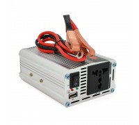 Інвертор напруги Himastar500W (DC:250W), 12/220V з апроксимованою синусоїдою, 1 універсальна розетка, 1*USB (DC:5V/2.4A), клеми+затискачі