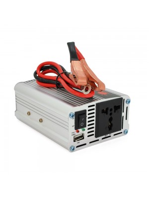 Інвертор напруги Himastar500W (DC:250W), 12/220V з апроксимованою синусоїдою, 1 універсальна розетка, 1*USB (DC:5V/2.4A), клеми+затискачі