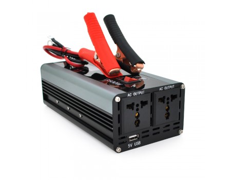 Інвертор напруги AEV3500W, 12/220V з апроксимованою синусоїдою, 2 універсальні розетки, 1*USB (DC:5V/2.4A), крокодили