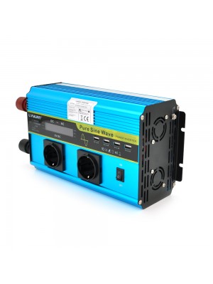 Інвертор напруги LY3200W (DC:1600W), 12/230V з правильною синусоїдою, 2 Shuko, 4*USB (DC:5V/2A), клемми+дроти, remote control