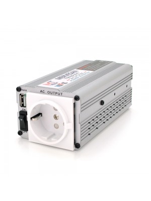 Інвертор напруги Mervesan MSI-300-12 (300W), 12/220V, approximated, 1Shuko, USB, клеми + затискачі.6