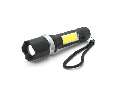 Ліхтарик ручний LATERNA M919, COB+ 3W XPE led, Zoom, 2+1 режим, корпус метал, вбудований аккум, USB кабель, IP40, 140х33х26