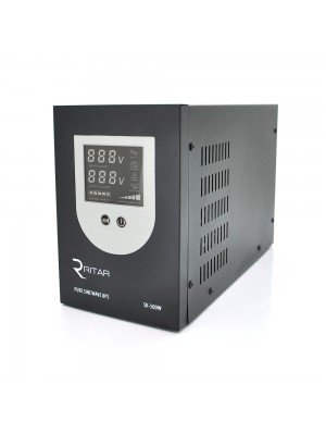 ИБП с правильной синусоидой Ritar SK-800VA (500W), DC:145-275V, LCD-дисплей, 2Shuko socket, 12V, под наружную батарею, ток заряда до 15А