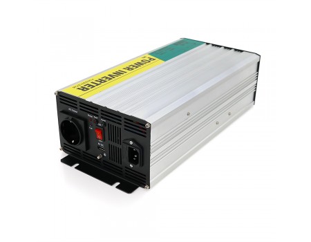 Инвертор напряжения RITAR RSCU-1000, 12V/220V, 1000W с правильной синусоидой, встроенное зарядное устройство, 1xShuko, 1xUSB, клеммные провода,