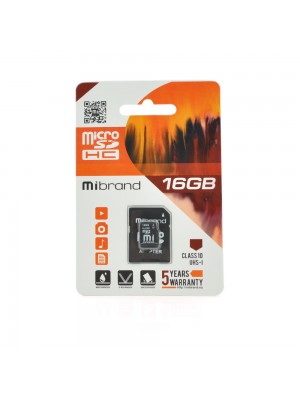 Карта памяти Mibrand microSDHC Class 10 UHS-I, 16GB