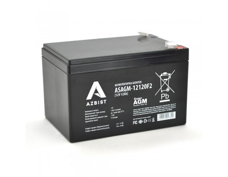 Акумулятор AZBIST Super AGM ASAGM-12120F2, Black Case, 12V 12.0Ah (151х98х 95 (101) )