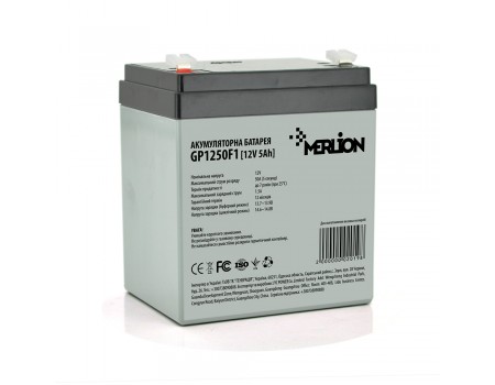 Акумуляторна батарея MERLION AGM GP1250F1, 12V 5Ah ( 90 х 70 х 101 (106) ) White/Black