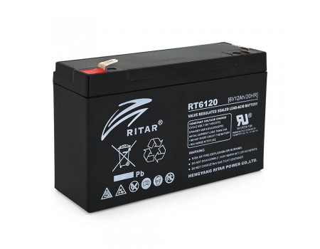 Акумуляторна батарея AGM RITAR RT6120A, Black Case, 6V 12Ah ( 150 х 50 х 93 (99) )