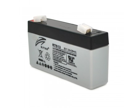 Акумуляторна батарея AGM RITAR RT613, Gray Case, 6V 1.3Ah ( 97х24х 52 (58) )
