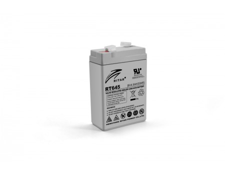Акумуляторна батарея AGM RITAR RT645, Gray Case, 6V 4.5Ah ( 70х47х99 (105) )