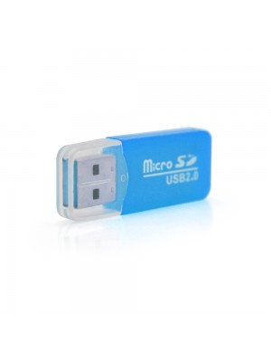 Кардрідер універсальний MERLION CRD-1BL TF / Micro SD, USB2.0, Blue, OEM 0