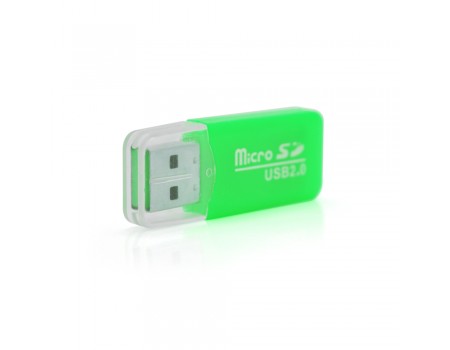Кардрідер універсальний MERLION CRD-1GR TF / Micro SD, USB2.0, Green, OEM 0