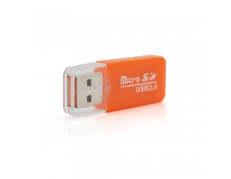Кардрідер універсальний MERLION CRD-1OR TF / Micro SD, USB2.0, Orange, OEM