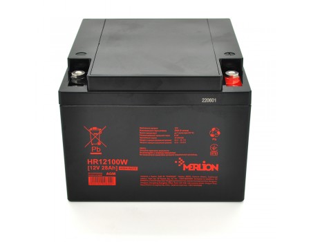 Аккумуляторна батарея MERLION HR12100W, 12V 28Ah Black  ( 166 х 175 х 125 (125) )