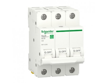 Автоматичний вимикач Schneider RESI9 6А, 3P, крива С, 6кА
