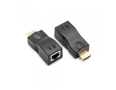 Одноканальный пассивный удлинитель HDMI сигнала по UTP кабелю по одной витой паре. Дальность передачи: до 30метров, 720P-cat5e, 1080Р- cat6e, Black