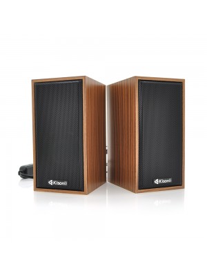 Колонки 2.0 Kisonli T-002A для ПК и ноутбука, USB + 3.5mm, 2x3W, 20Hz- 20KHz, Brown, BOX, Q30