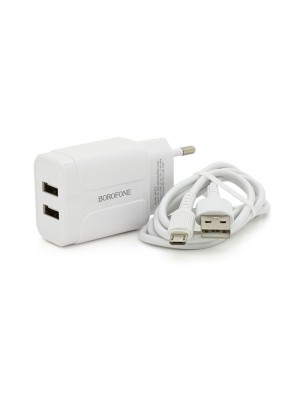 Набор BOROFONE BA37A СЗУ 2xUSB+ кабель Micro, 2.4A, 1м, White