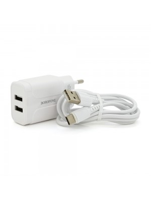 Набор BOROFONE BA37A СЗУ 2xUSB+ кабель Type-C, 2.4A, 1м, White