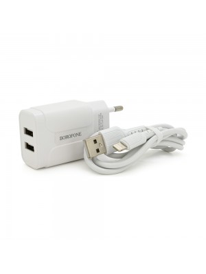 Набор BOROFONE BA37A СЗУ 2xUSB+ кабель Lighting, 2.4A, 1м, White, Box