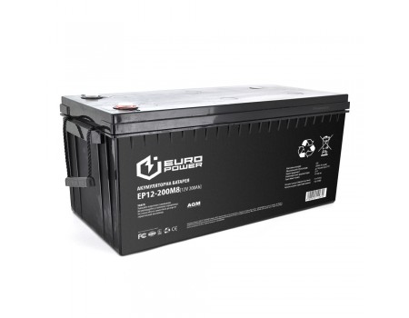 Аккумуляторная батарея EUROPOWER AGM EP12-200M8 12V 200Ah ( 522 x 240 x  219) Black