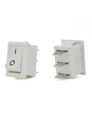 Переключатель ON-ON KCD1-102, 250VAC / 6A, 3 контакта, White, Q100