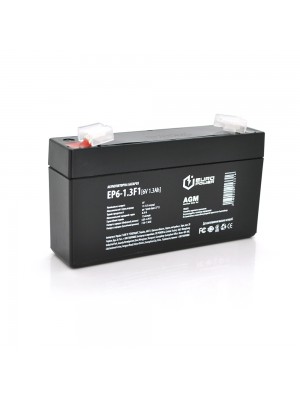Акумуляторна батарея EUROPOWER AGM EP6-1.3F1 6 V 1.3 Ah ( 95 x 25 x  50 (55) )  Black 