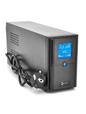 ИБП Ritar E-RTM600 (360W) ELF-D, LCD, AVR, 2st, 2xSCHUKO socket, 1x12V7Ah, металлический Case. (370*130*210) 4.8 кг (310*85*140)