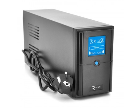 ИБП Ritar E-RTM800 (480W) ELF-D, LCD, AVR, 2st, 2xSCHUKO socket, 1x12V9Ah, металл Case. (370*130*210) 5,8 кг (310*85*140)