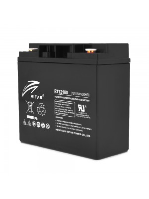 Акумуляторна батарея AGM RITAR RT12180B, Black Case, 12V 18.0Ah (181х77х167) 