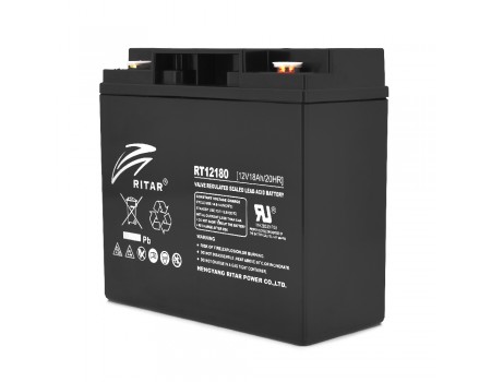 Акумуляторна батарея AGM RITAR RT12180B, Black Case, 12V 18.0Ah (181х77х167)
