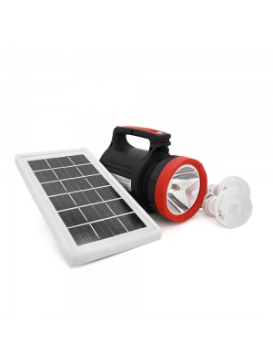 Переносний ліхтар LX-1902+Solar, 3 режими, сонячна панель, вбудований акум 7200mAh, 2 лампочки 3W, СЗУ, Black