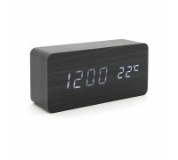 Електронний годинник VST-862 Wooden (Black), з датчиком температури, будильник, живлення від кабелю USB, White Light