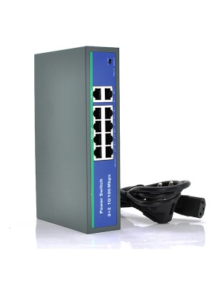 Комутатор POE 48V з 8 портами POE + 2 порти Ethernet (UP-Link) 100Мбит, c посиленням сигналу до 250метров, БП вбудований 1,7 кг (270*180*44)