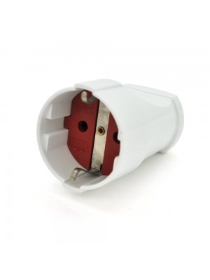 Штепсельне гніздо Євро із заземленням, розбірне, 16А 220V, колір білий/червоний