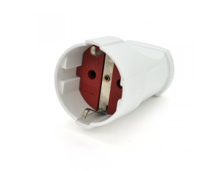 Штепсельне гніздо Євро із заземленням, розбірне, 16А 220V, колір білий/червоний
