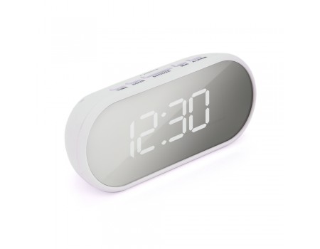 Електронний годинник VST-712Y Дзеркальний дисплей, будильник, живлення від кабелю USB, White