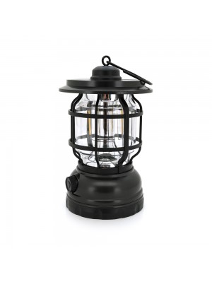 Лампа-ліхтар SW-1933T, 3LED, диммер, корпус-пластик, ударостійкий, USB кабель + Solar, акум 18650, Black