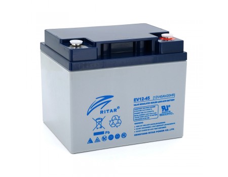Тяговый  аккумулятор RITAR EV12-45,12V 45Ah, M5 ( 198 х 166 х 169 ),
