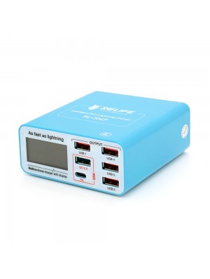 Зарядное устройство RELIFE RL-304P, 6 USB+ Type-C, беспроводная зарядка, Fast Charger, 5A, 40W, индикатор тока заряда