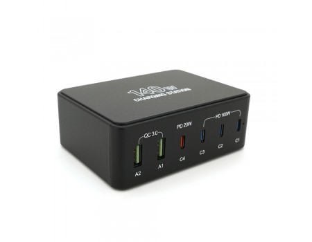 Зарядная станция V-118H мощностью 140W, Output: 2USB+4Type-C, DC:5V/3, 9V/3A,12V/3A, 15V/3A, 20V/5A, Black