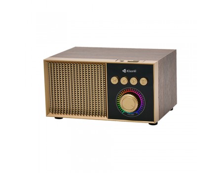 Колонка Kisonli G10 Bluetooth 5.0, 1х5W, 1200mAh, USB/TF/BT/FM/AUX, DC: 5V/1A, Wooden, BOX, Q50